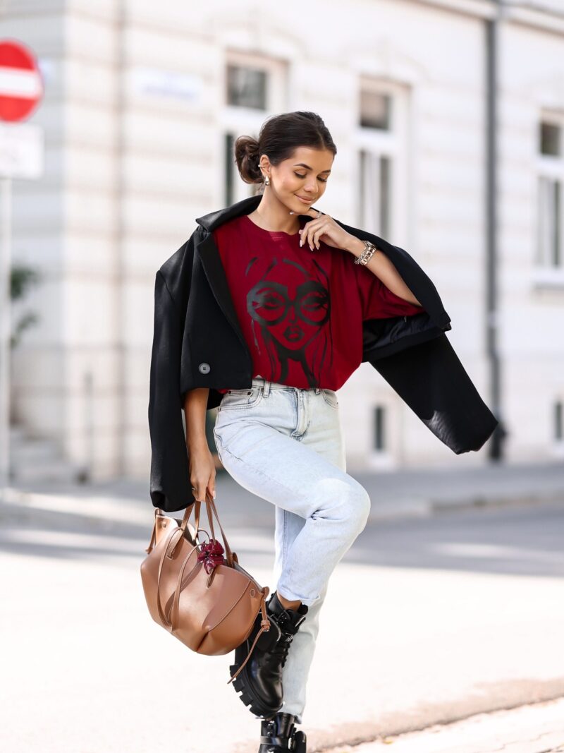 bluzka damska Lara Glasses bordo