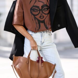 bluzka damska Lara Glasses brąz orzechowy