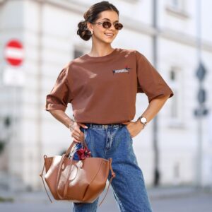 bluzka damska Lara Jamnik Paris brąz orzechowy