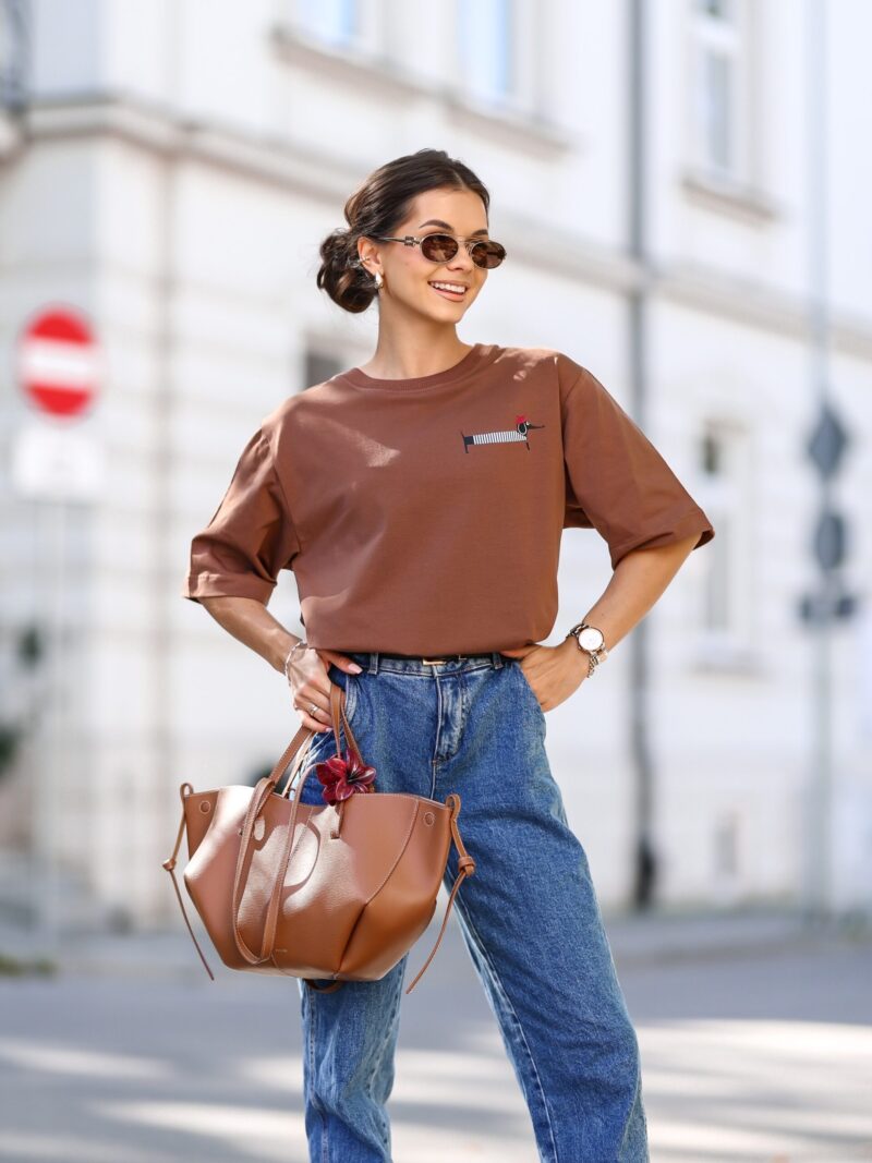 bluzka damska Lara Jamnik Paris brąz orzechowy