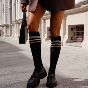 podkolanówki damskie Milena paski czarne 37-41