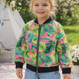 Bluza dziecięca bomberka różowo-zielona