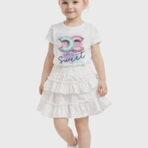 Spódnica dziewczęca bawełniana falbanki Igomill ecru