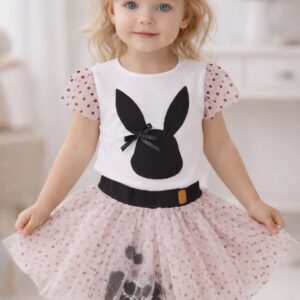 Komplet dziewczęcy spódniczka tutu bluzka Kataya królik róż