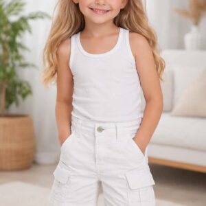 spodenki dziecięce krótkie bojówki białe