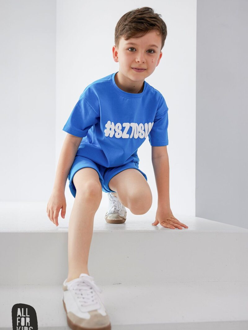Komplet dziecięcy bluzka spodenki All For Kids letni niebieski