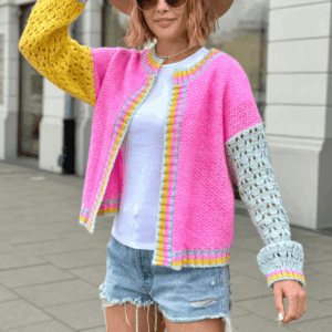 sweter damski Alice baby róż-cytryna