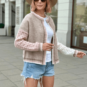 sweter damski Alice beż-puder róż