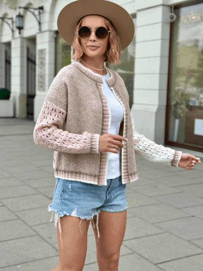 sweter damski Alice beż-puder róż