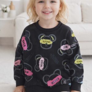 Bluza dziecięca ocieplana Miś czarna