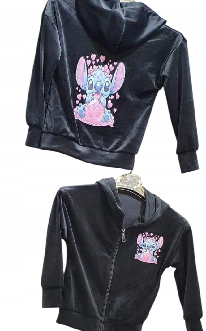 Bluza dziecięca Stitch welur czarna