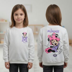 bluzka dziewczęca Myszka Miki Minnie bawełna ecru