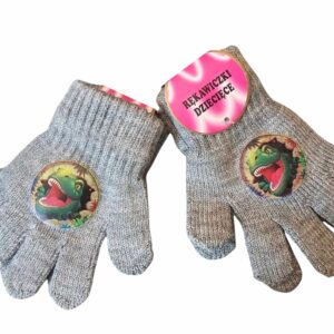 rękawiczki dziecięce Dinozaur szare rozmiar 12