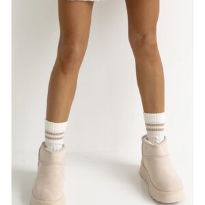 skarpety damskie Milena Warkocz z paskami ecru