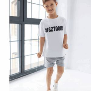 Komplet dziecięcy bluzka spodenki All For Kids letni biało-szary