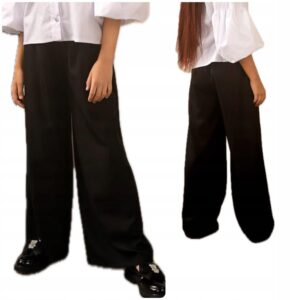 Spodnie dziewczęce eleganckie szeroka nogawka Kiz By Kids czarne