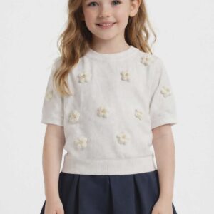 Bluzka dziewczęca dzianinowa Loevia sweter śmietanka