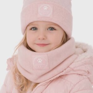 Komplet dziewczęcy czapka komin jasny róż rozmiar 52-54