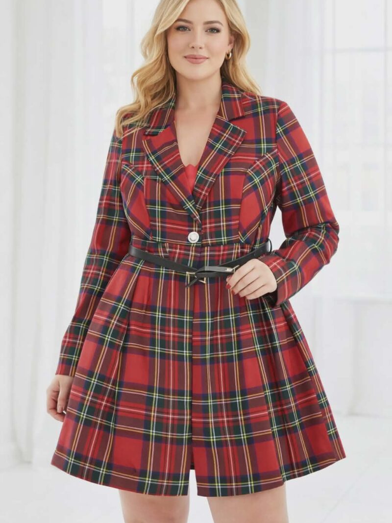Marynarka damska sukienka Tartan szkocka krata