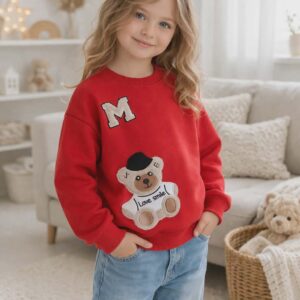 Bluza dziewczęca Miś Ema ocieplana czerwona