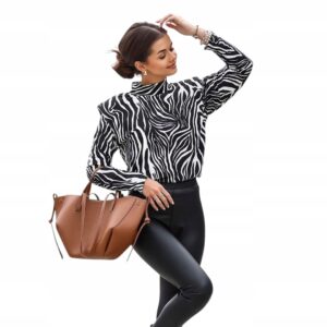 Bluzka damska glamour Zebra Lara Fashion czarno biała