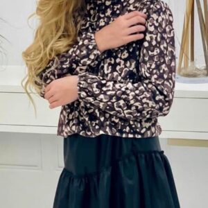 Bluzka dziewczęca welur Kiz By Kids brązowa