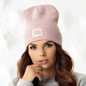 Czapka damska AJS pudrowy róż