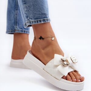 Klapki damskie platforma guma Seastar białe