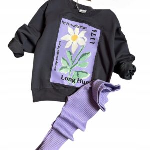 Komplet dziewczęcy Flower bluzka getry fiolet