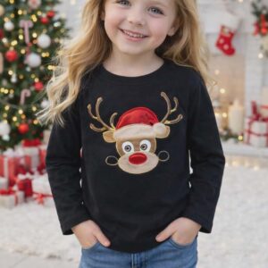 Bluzka dziecięca świąteczna Renifer LaMu czarna