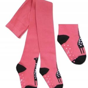Rajstopy dziewczęce YOCLUB różowe żyrafa bawełniane