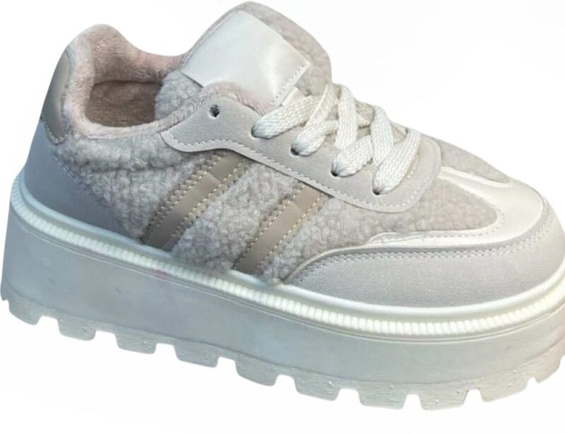 Sneakersy damskie platforma Seastar ocieplane ecru
