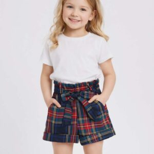 Spodenki dziewczęce krata święta elegancja czerwone