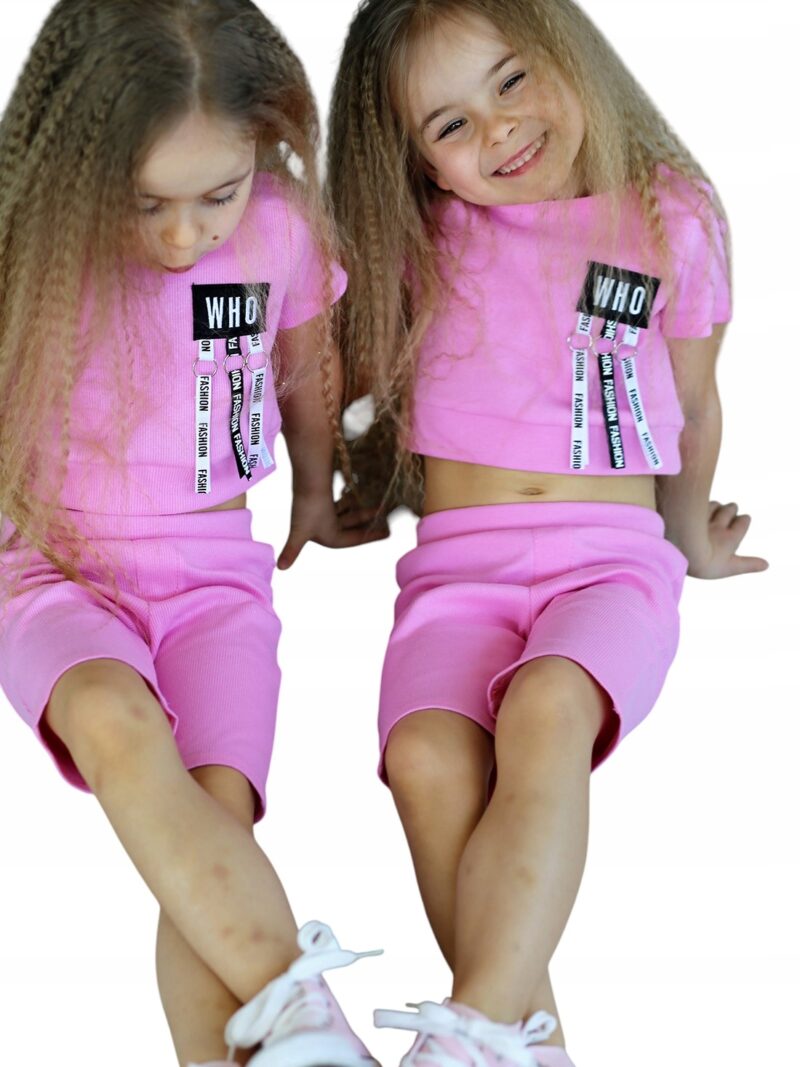 Kolarki dziewczęce getry Qba Kids prążek różowe