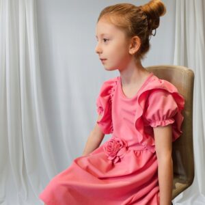 Sukienka dziecięca wizytowa Róża koralowy róż