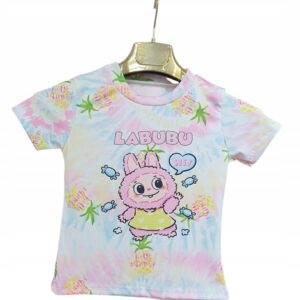 T-shirt dziewczęcy Labubu tie dye multikolor
