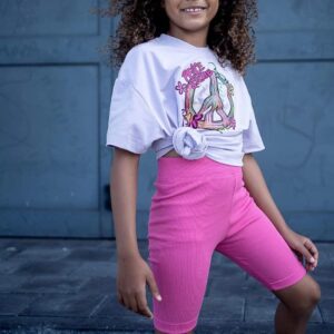 T-shirt dziewczęcy bluzka oversize Kiz By Kids fiolet