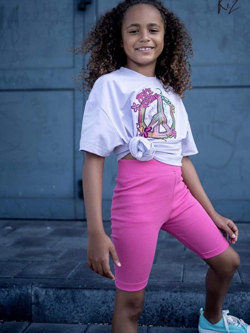 T-shirt dziewczęcy bluzka oversize Kiz By Kids fiolet