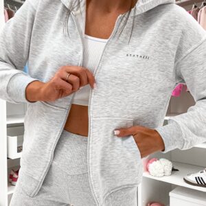 Bluza damska rozpinana Stayhere z logo szara melanż