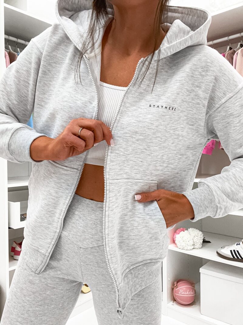 Bluza damska rozpinana Stayhere z logo szara melanż