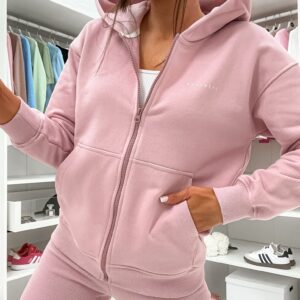 Bluza damska rozpinana Stayhere z logo pudrowy róż