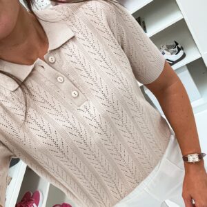 Sweter damski polo ażur Stayhere beż