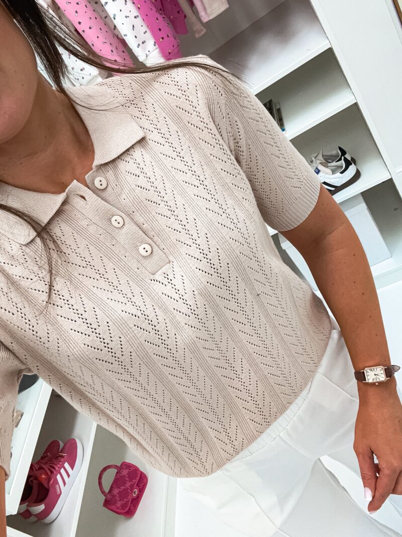 Sweter damski polo ażur Stayhere beż