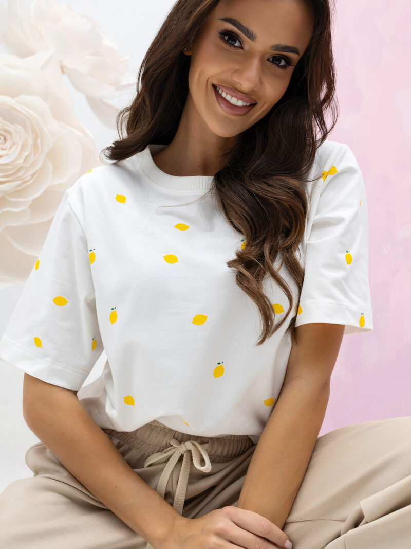 Bluzka t-shirt damska Cytryny Lemon Lara Fashion