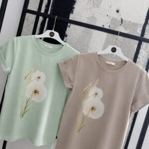 T-shirt damski bluzka Lara Fashion beż