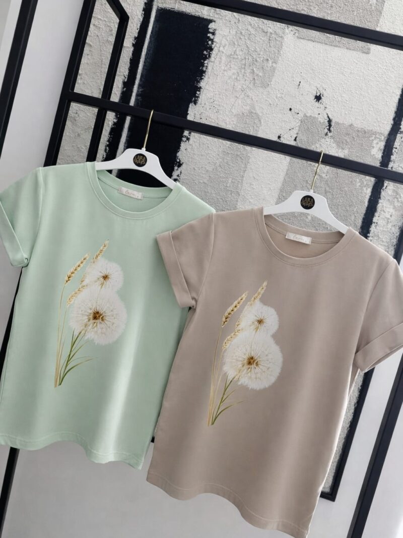 T-shirt damski bluzka Lara Fashion beż