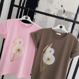 T-shirt damski bluzka Lara Fashion czekolada