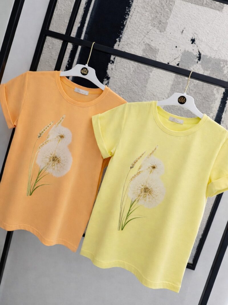 T-shirt damski bluzka Lara Fashion pomarańczowy