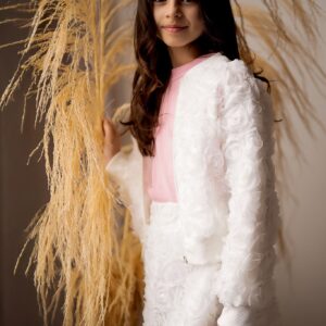 Komplet dziewczęcy Róża komunia wesele ecru