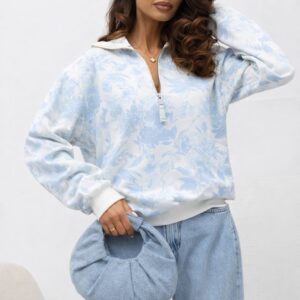 Bluza damska Tommy by Lara kwiaty błękitny